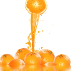 动感橙汁水柱水滴图片