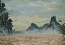 桂林山水油画风景图片