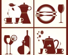 茶酒吧咖啡厅餐具用品图标图片