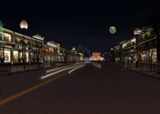 商业街夜景效果图图片