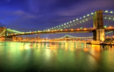 纽约 布鲁克林大桥 夜景图片