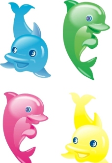 各类卡通海豚（位图组成）图片