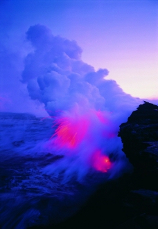 火山 溶岩 岩浆 海浪图片