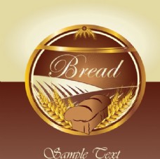 小麦面包标签label矢量素材