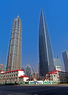 第一金茂大厦与环球金融中心全景图图片