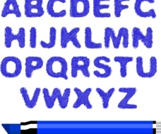 蓝色水彩字母设计矢量图片