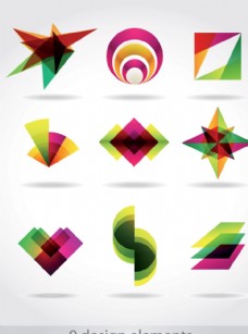 3D设计七彩3d标志logo设计元素