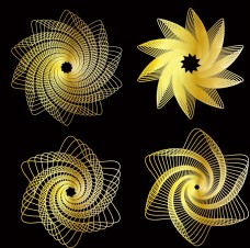 条纹花纹金色螺旋线条花纹花边装饰元素